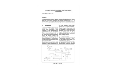 Dual Stage Feedback Technique for Single - Pole Feedback Compensation